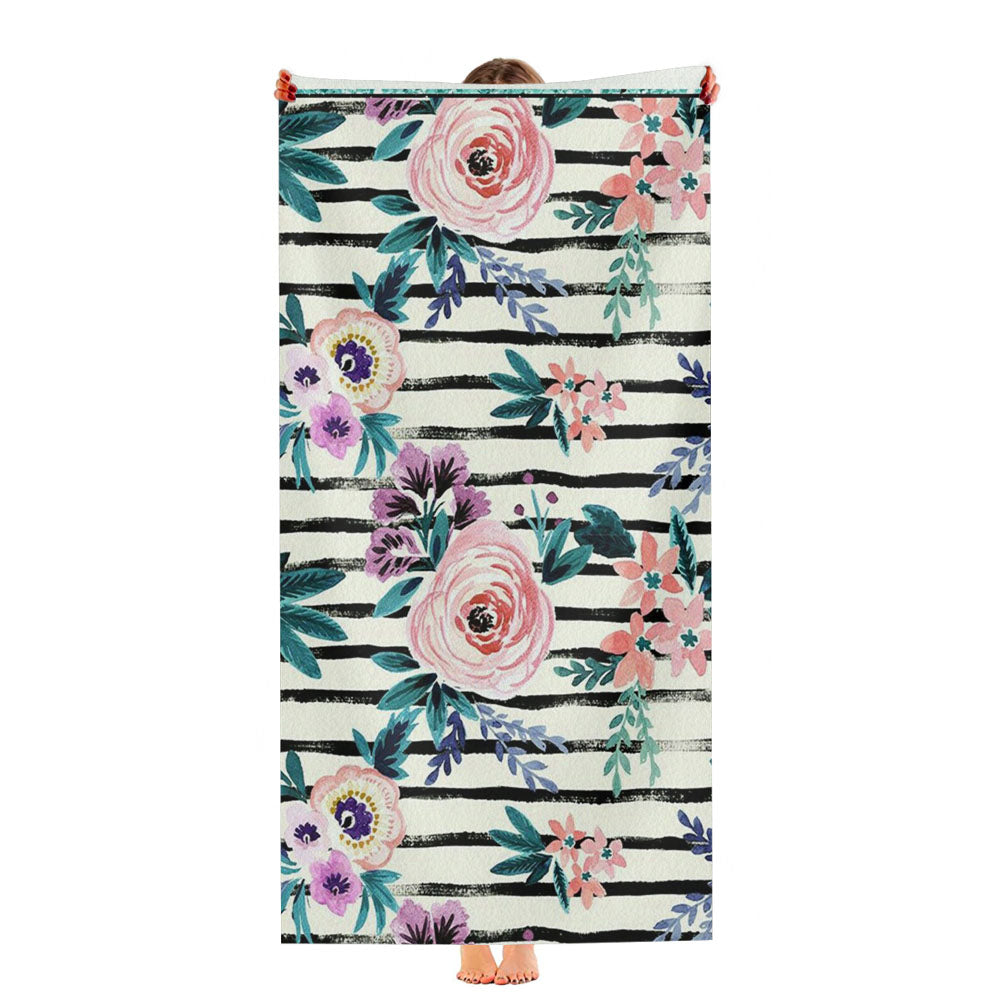 Victoria Floral Stripe Ultra-Soft Luxury Bathroom Towels