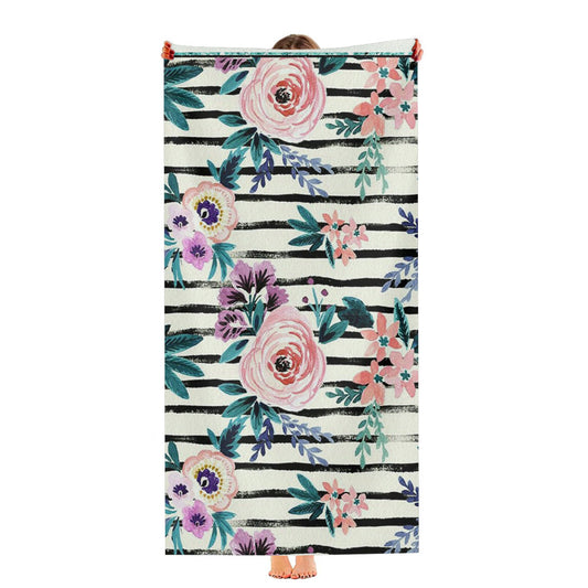 Victoria Floral Stripe Ultra-Soft Luxury Bathroom Towels
