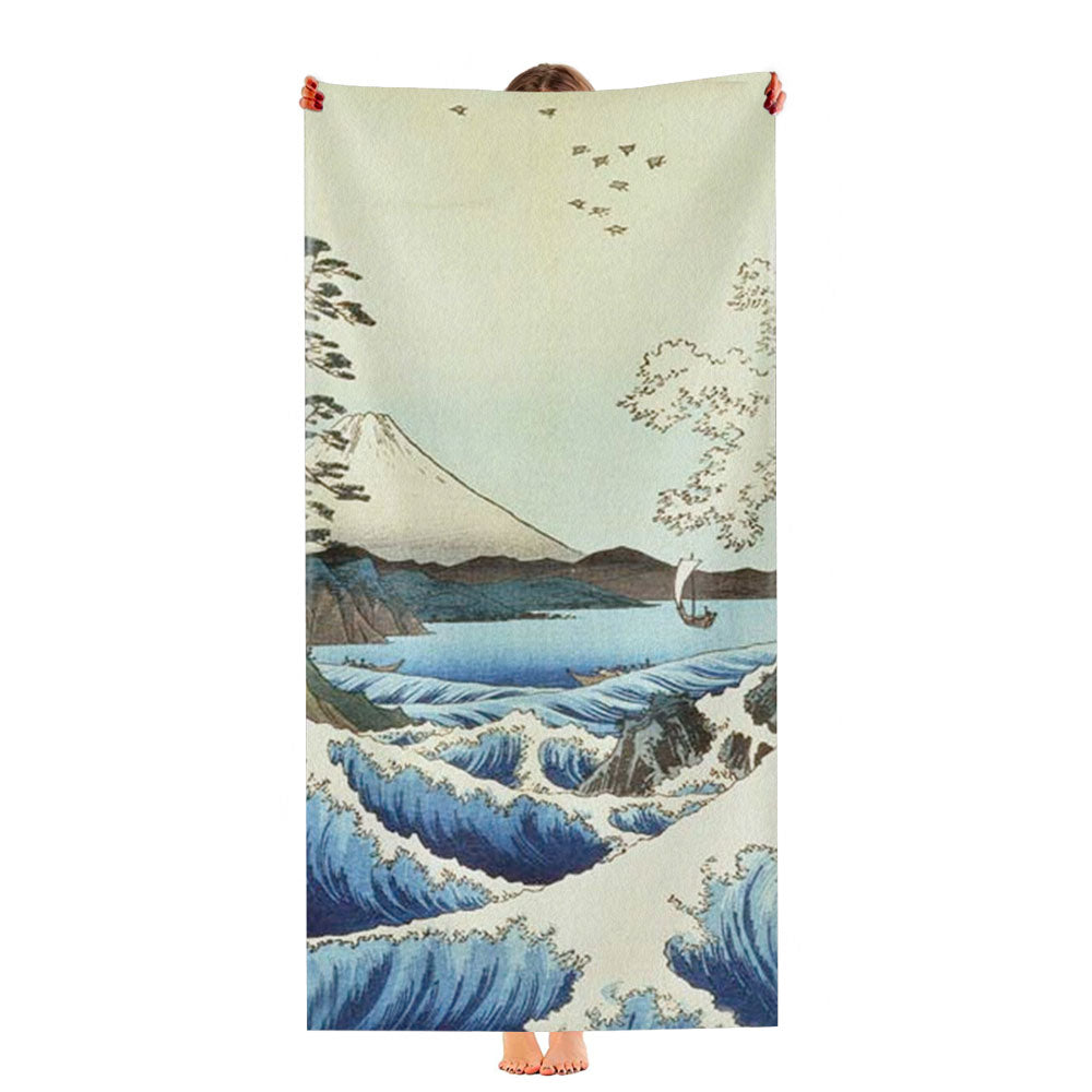 View From Satta Suruga Province Ultra-Soft Luxury Bathroom Towels