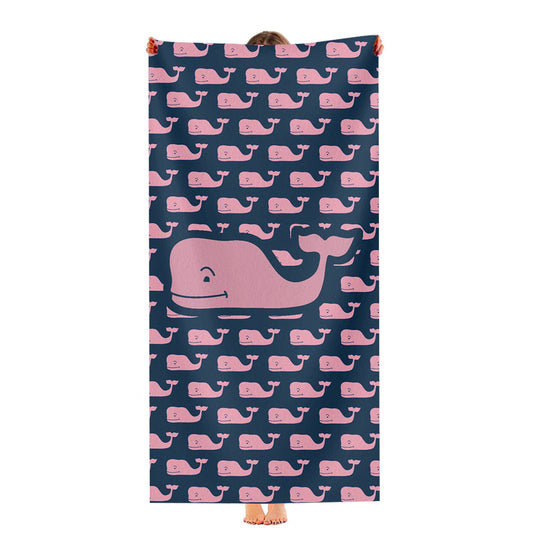 Vineyard Vines Pattern Pink Whale Ultra-Soft Luxury Bathroom Towels