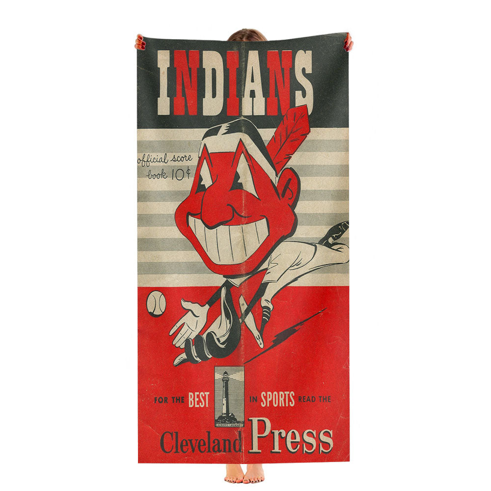 Vintage Cleveland Indians Press 1950 Ultra-Soft Luxury Bathroom Towels