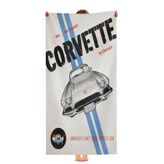 Vintage Corvette Poster Ultra-Soft Luxury Bathroom Towels