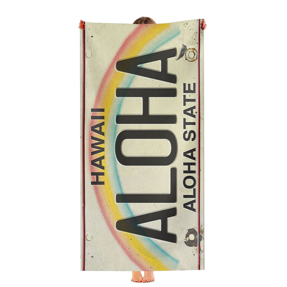 Vintage Hawaii License Plate Ultra-Soft Luxury Bathroom Towels