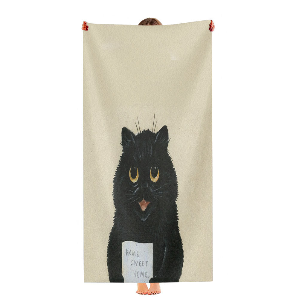 Vintage Louis Wain Black Cat Ultra-Soft Luxury Bathroom Towels