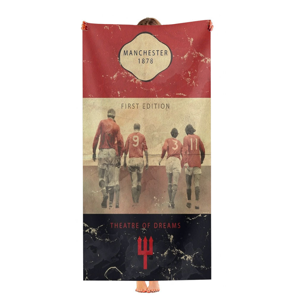 Vintage Manchester Football Book Cover Ultra-Soft Luxury Bathroom Towels