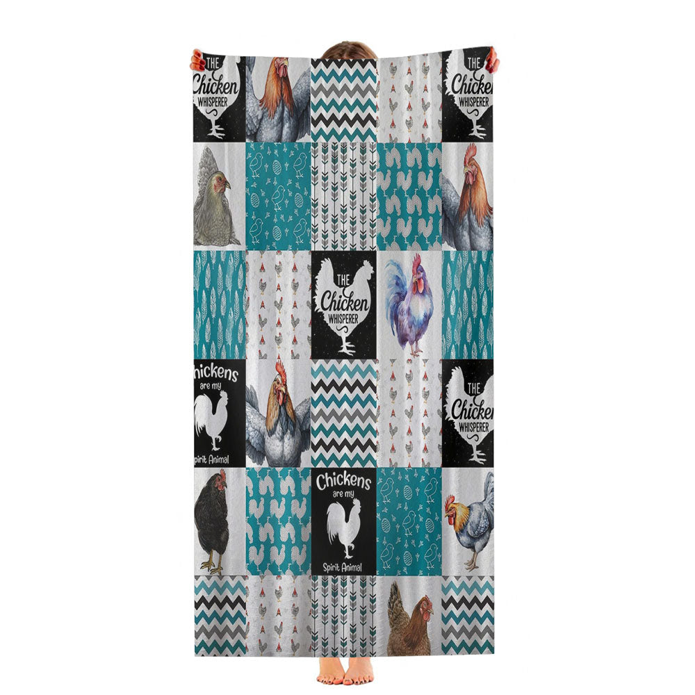 Vintage Style Chicken Shower Curtain Ultra-Soft Luxury Bathroom Towels