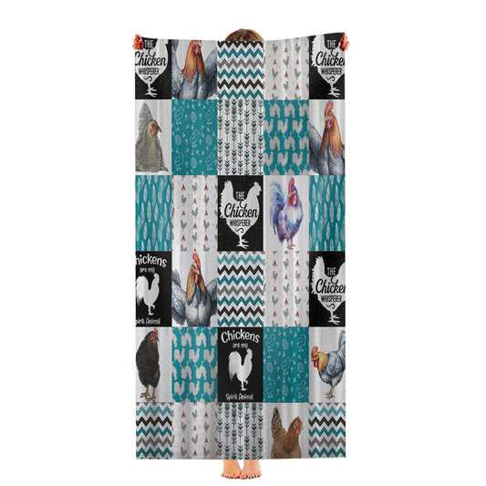 Vintage Style Chicken Shower Curtain Ultra-Soft Luxury Bathroom Towels
