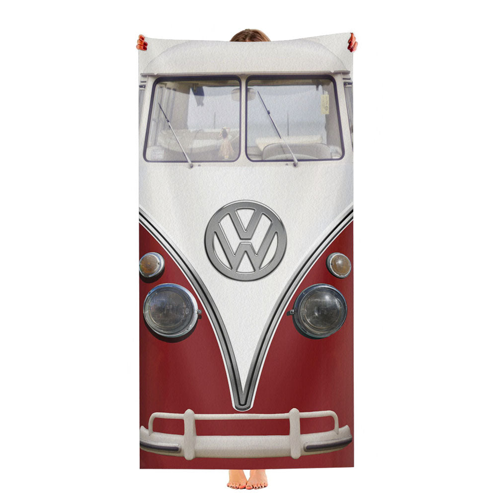 Vintage Vw Bus Red Refrigerator Wrap Ultra-Soft Luxury Bathroom Towels