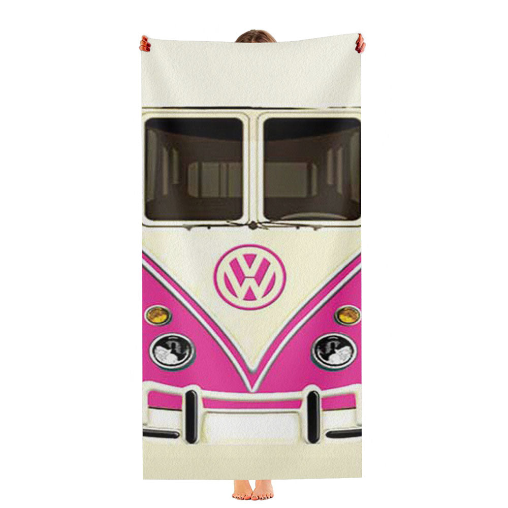 Vw Van Pink Ultra-Soft Luxury Bathroom Towels