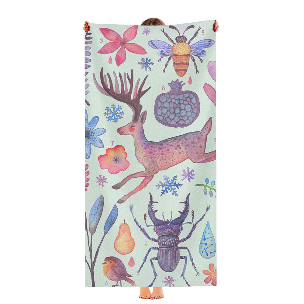 Water Colur Pattern Animal Ultra-Soft Luxury Bathroom Towels