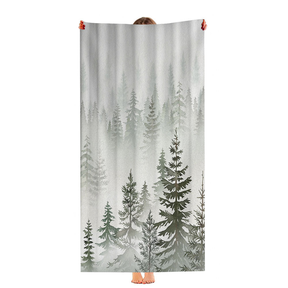 Watercolor Pine Forest Ultra-Soft Luxury Bathroom Towels