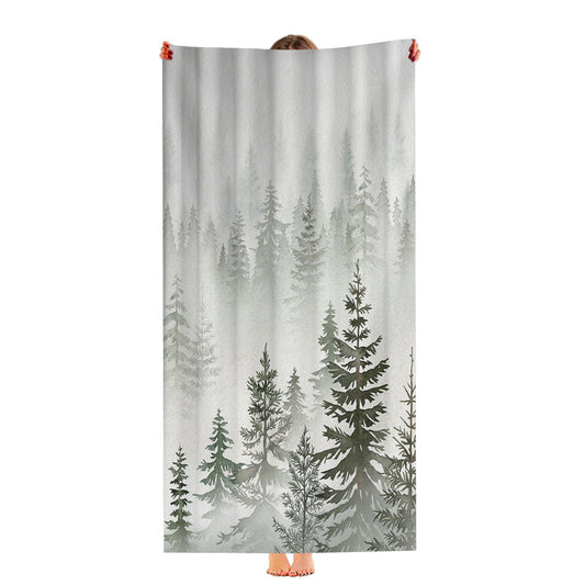 Watercolor Pine Forest Ultra-Soft Luxury Bathroom Towels