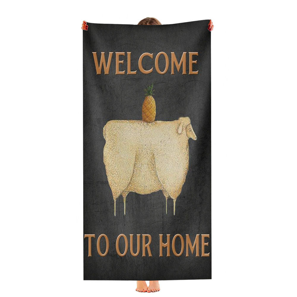 Welcome To Our Home Primitive Sheep And Pineapple Ultra-Soft Luxury Bathroom Towels