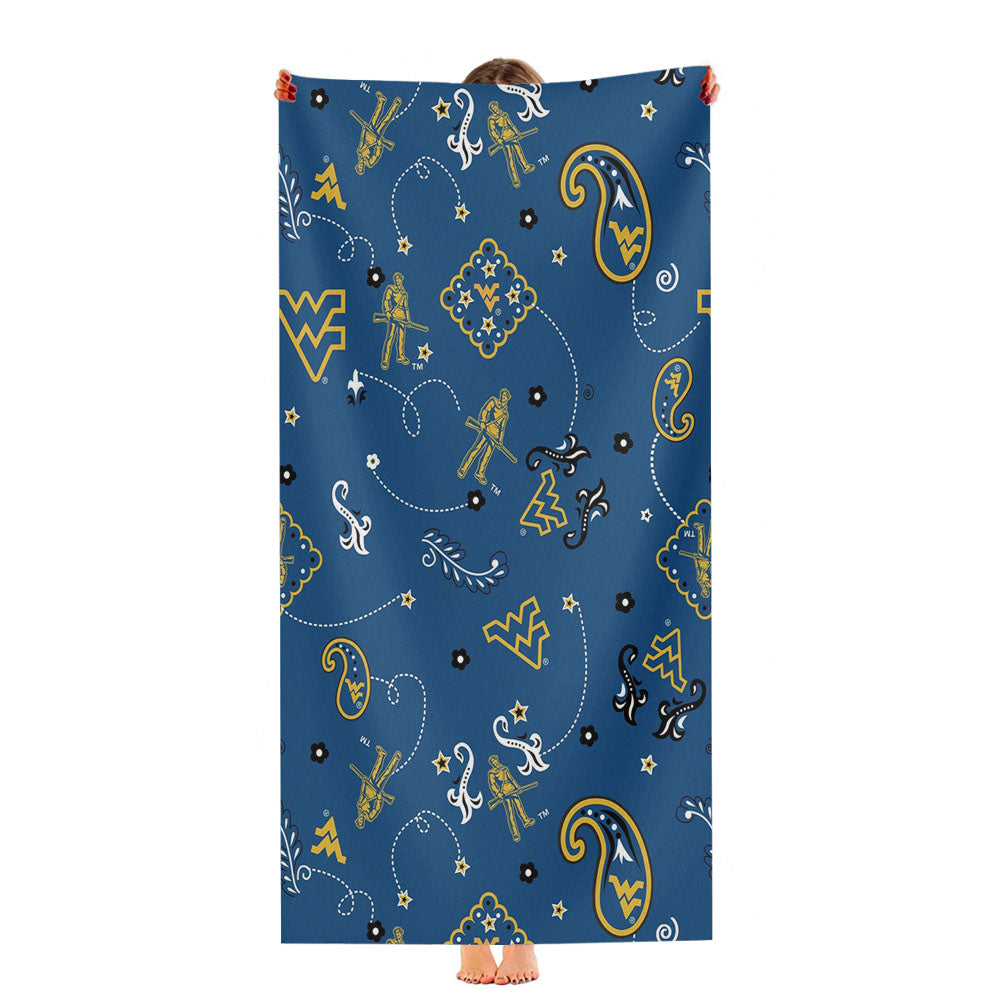 West Virginia Blue Winter Pattern Ultra-Soft Luxury Bathroom Towels