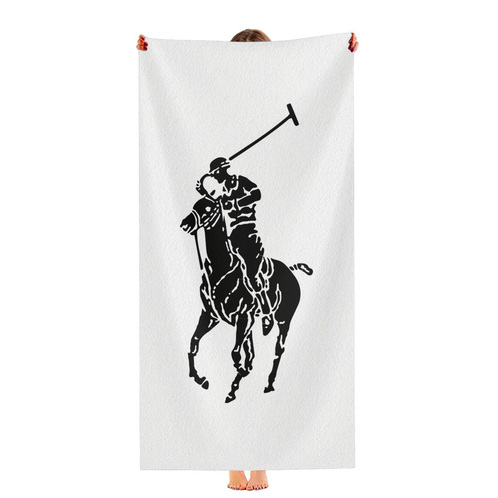 White Black Polo Ralph Lauren Logo Ultra-Soft Luxury Bathroom Towels