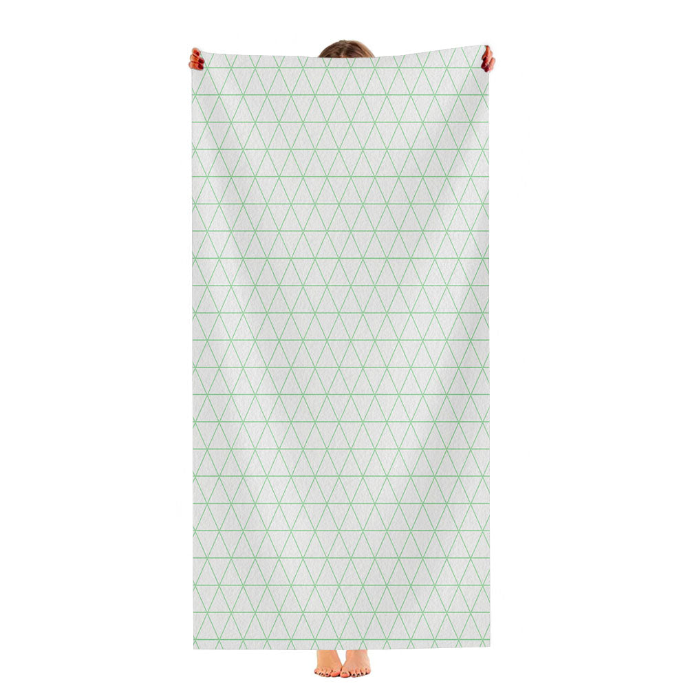 White Green Geometric Triangle Pattern Ultra-Soft Luxury Bathroom Towels
