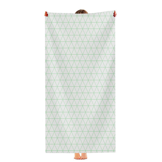 White Green Geometric Triangle Pattern Ultra-Soft Luxury Bathroom Towels