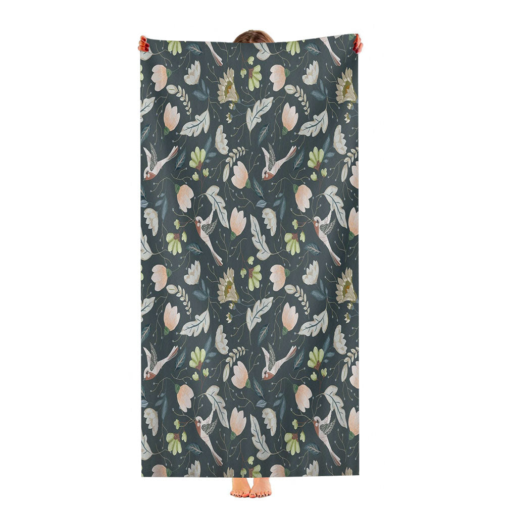 William Morris Style Bird Botanical Ultra-Soft Luxury Bathroom Towels
