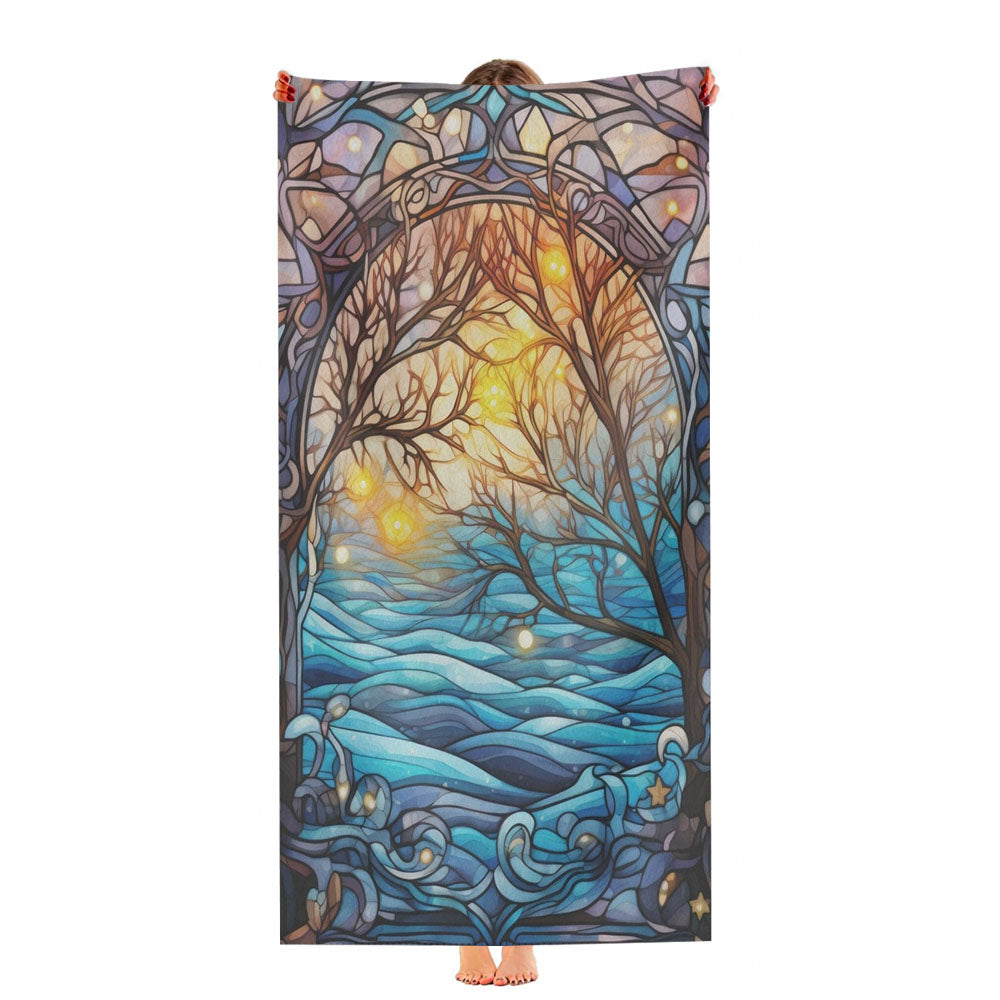 Winter Magic Stained Glass Ultra-Soft Luxury Bathroom Towels