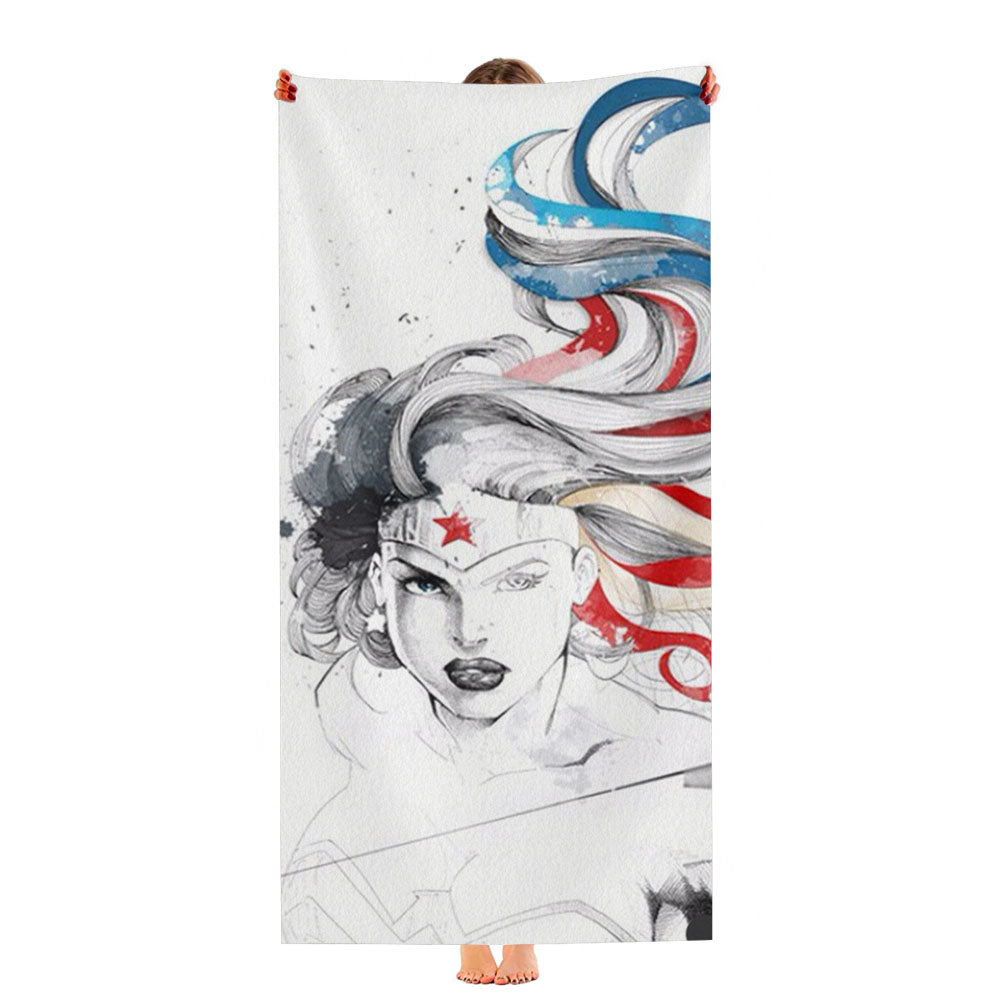 Wonder Woman Sketch Ultra-Soft Luxury Bathroom Towels