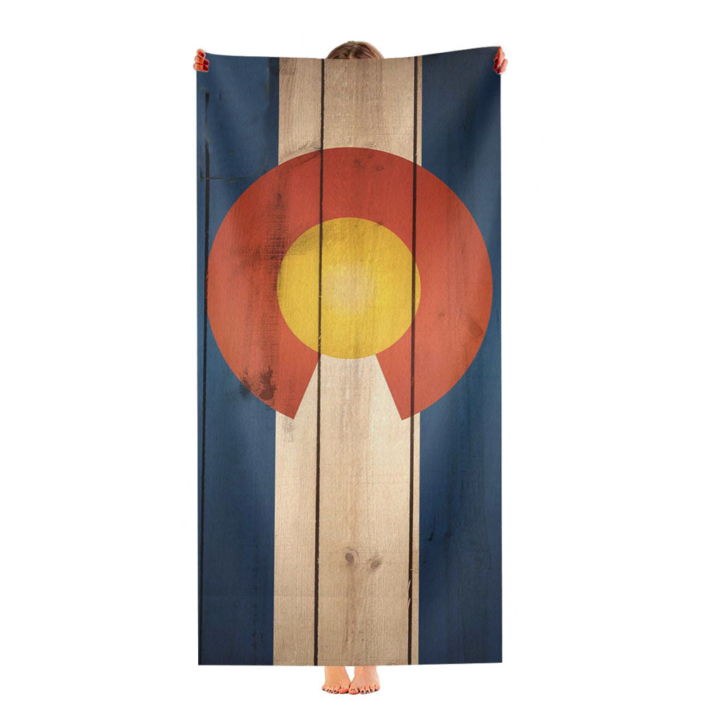 Wood Colorado State Flag Ultra-Soft Luxury Bathroom Towels