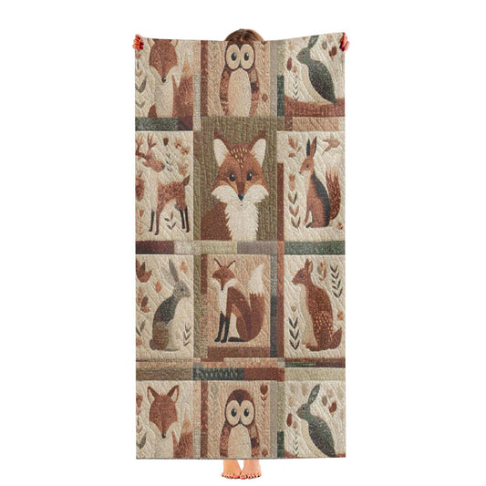 Woodland Critters Patchwork Ultra-Soft Luxury Bathroom Towels