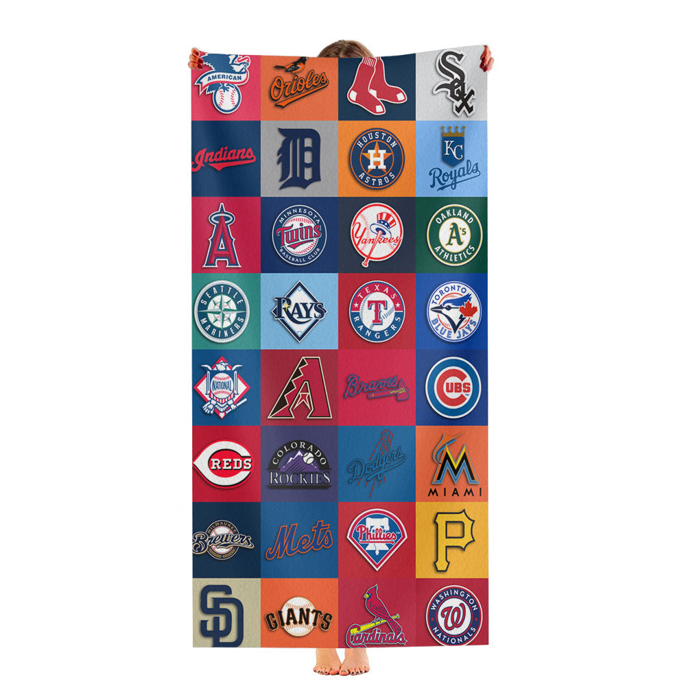 All Mlb Team Logos Collage Ultra-Soft Luxury Bathroom Towels