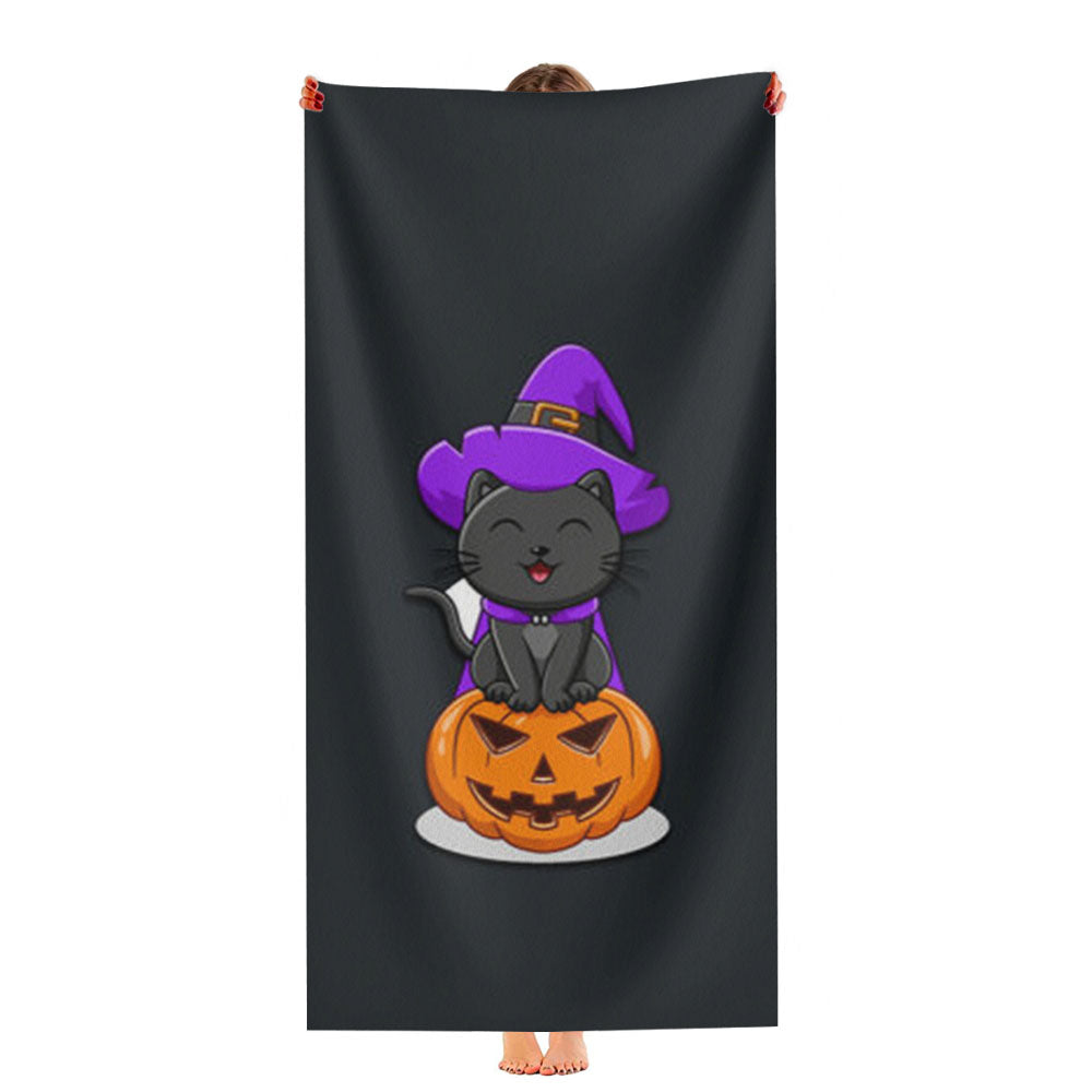 Black Cat Pumpkin Halloween Ultra-Soft Luxury Bathroom Towels