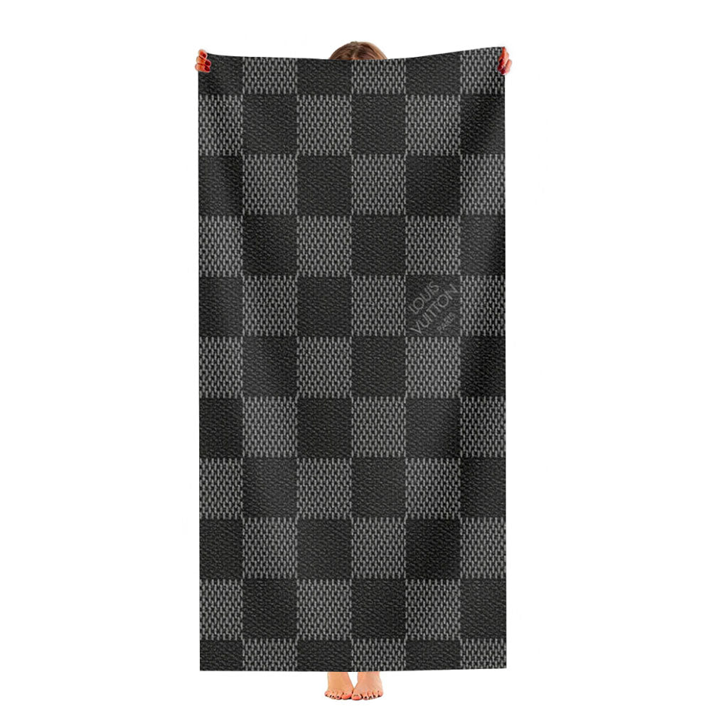 Black Louis Vuitton Damier Texture Ultra-Soft Luxury Bathroom Towels