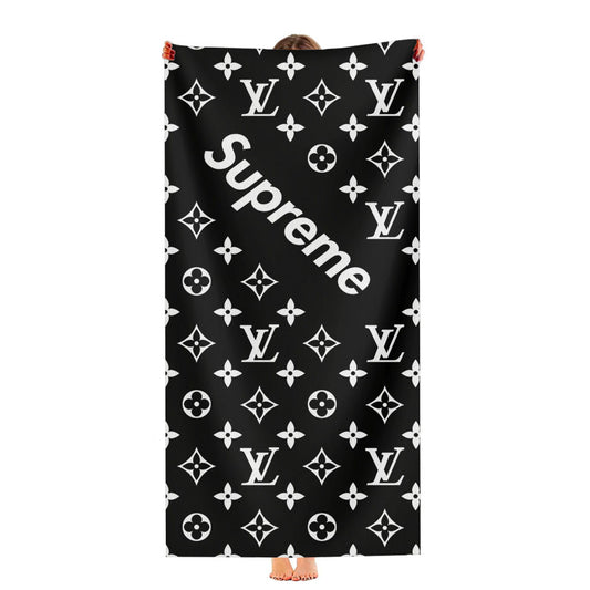Black Supreme Louis Vuitton Pattern Ultra-Soft Luxury Bathroom Towels