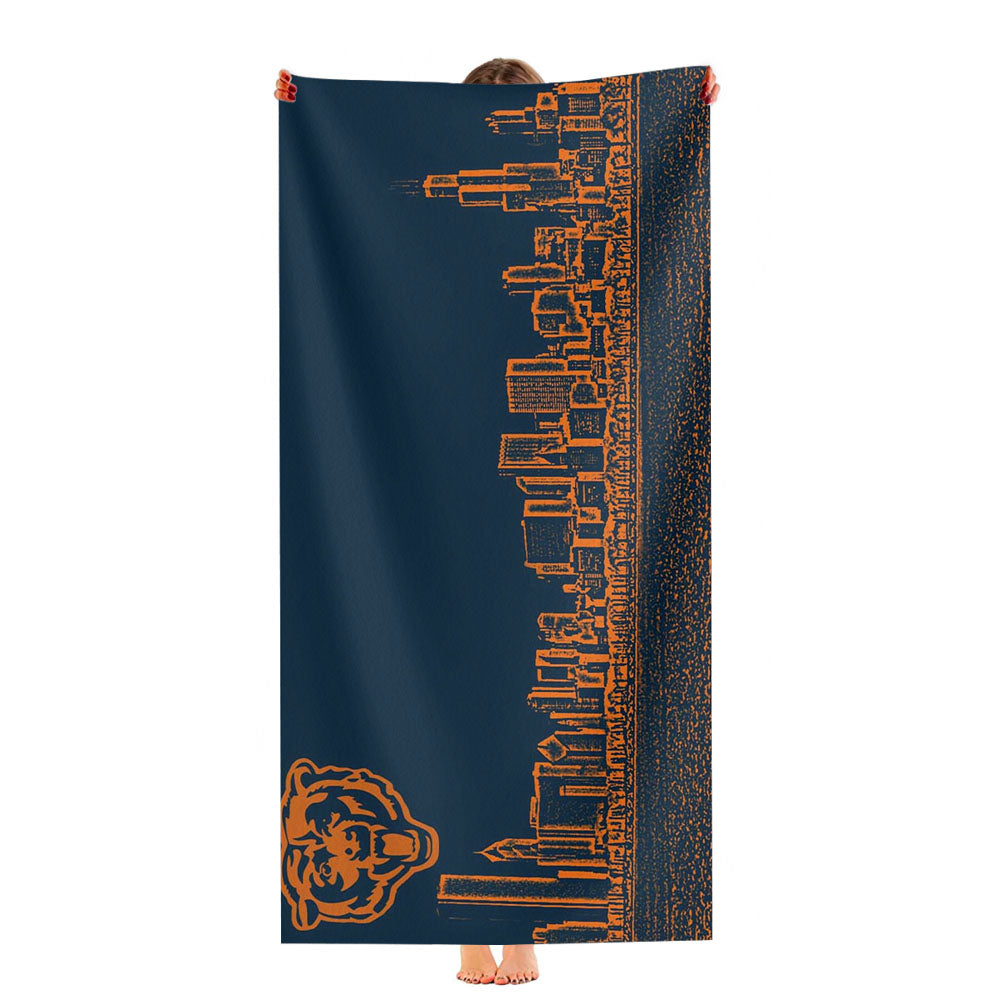Blue Chicago Bear Ultra-Soft Luxury Bathroom Towels