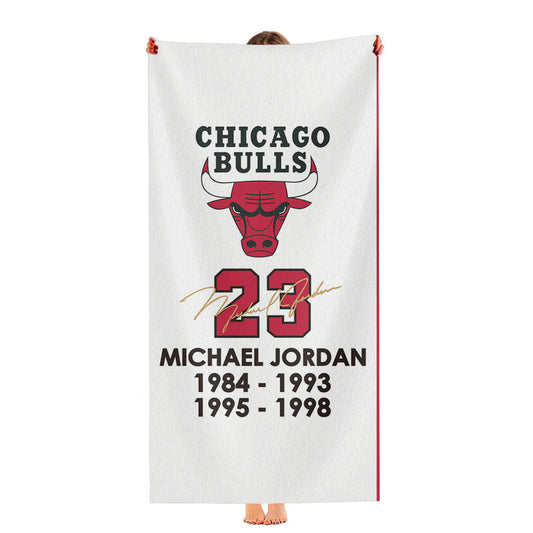 Chicago Bulls Nba Logo Dark Wood Wallpaper Ultra-Soft Luxury Bathroom Towels