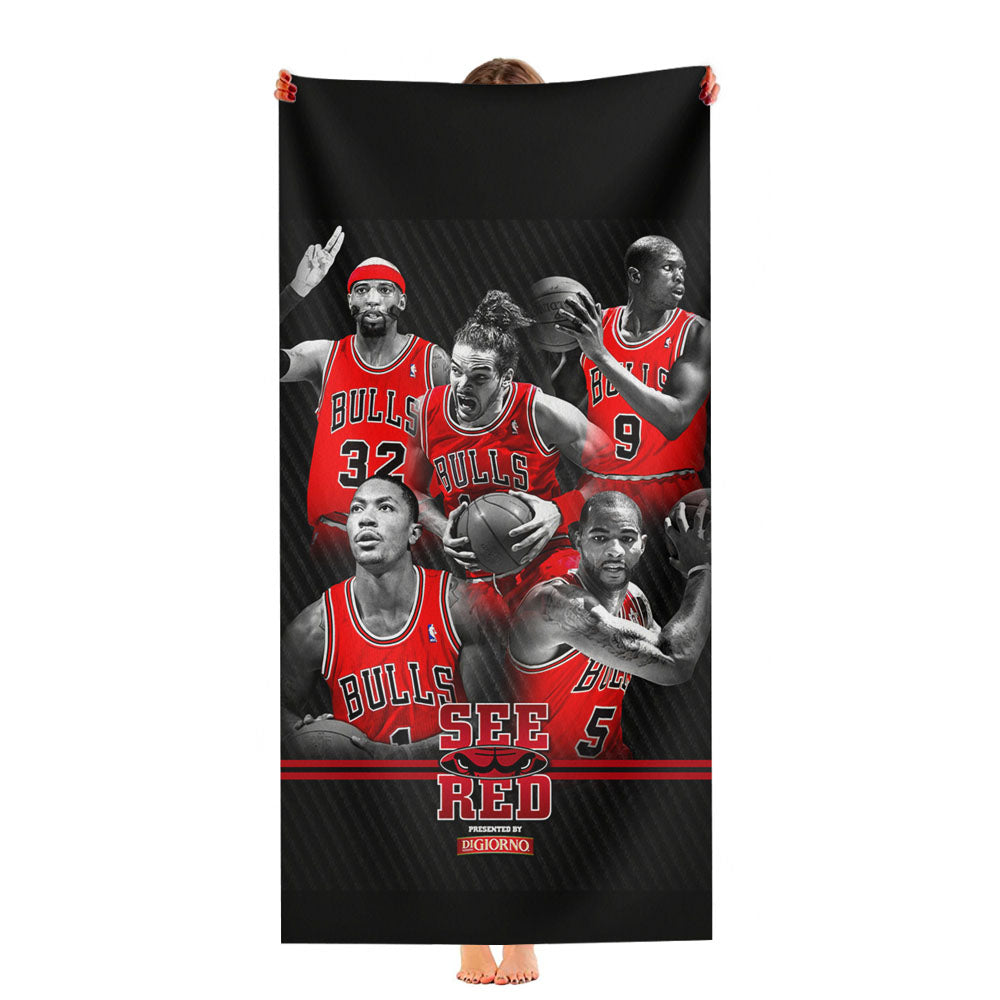 Chicago Bulls Texture Logo Ultra-Soft Luxury Bathroom Towels