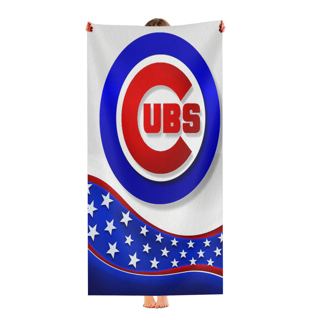 Chicago Cubs American Flag Ultra-Soft Luxury Bathroom Towels