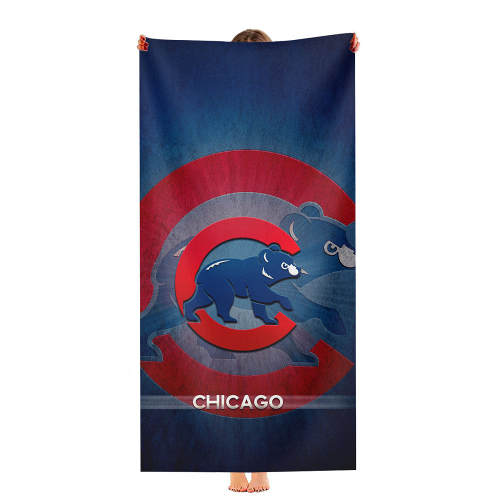 Chicago Cubs Bear And Baseball Club Team Ultra-Soft Luxury Bathroom Towels