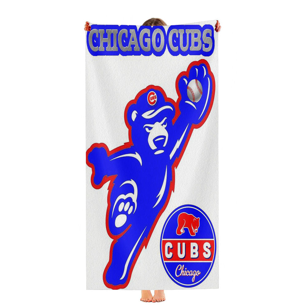 Chicago Cubs Bear Baseball Ultra-Soft Luxury Bathroom Towels