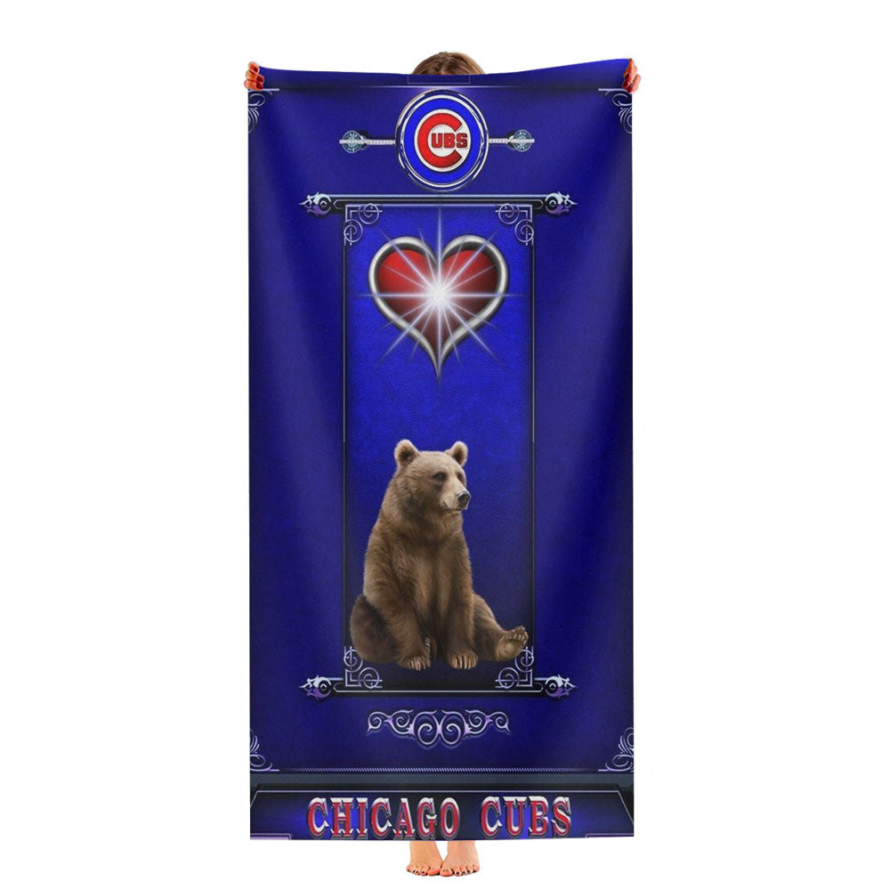 Chicago Cubs Bear Mascot Ultra-Soft Luxury Bathroom Towels