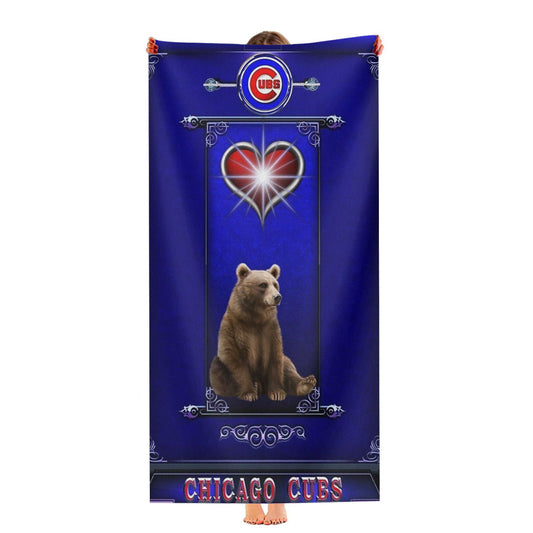 Chicago Cubs Bear Mascot Ultra-Soft Luxury Bathroom Towels