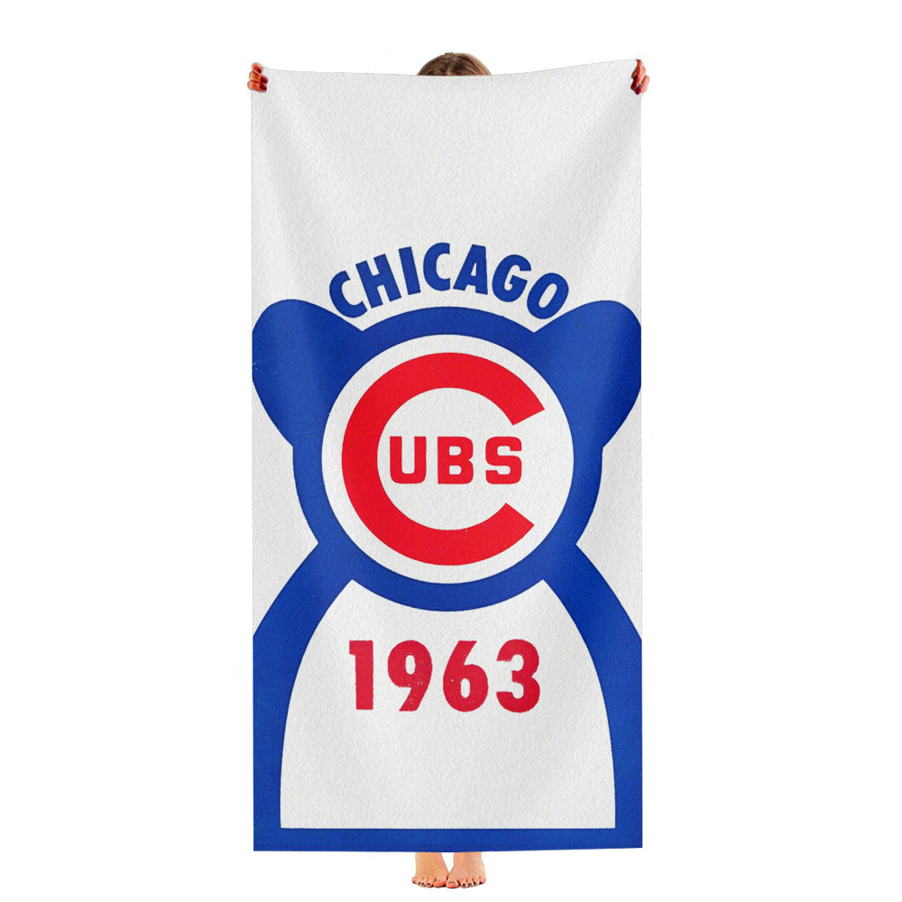 Chicago Cubs Bears Grunge Ultra-Soft Luxury Bathroom Towels