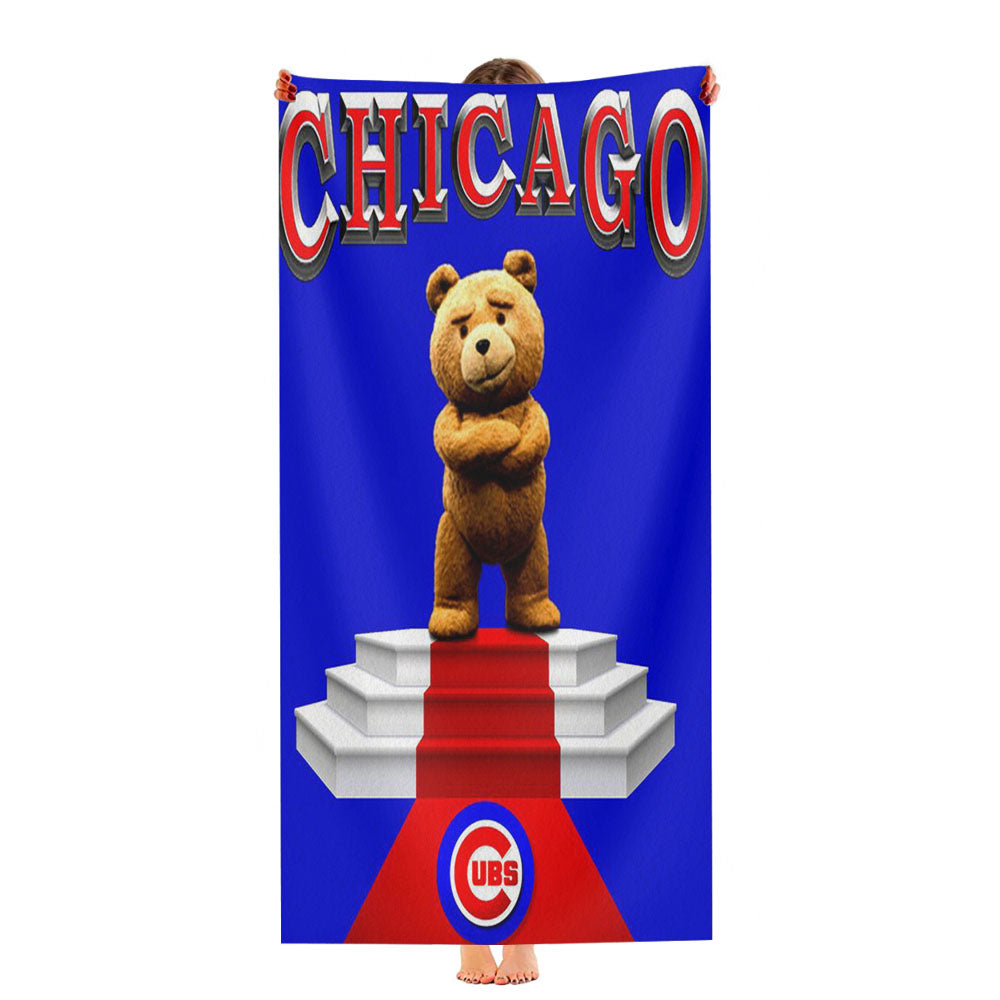 Chicago Cubs Blue Stripe Ultra-Soft Luxury Bathroom Towels