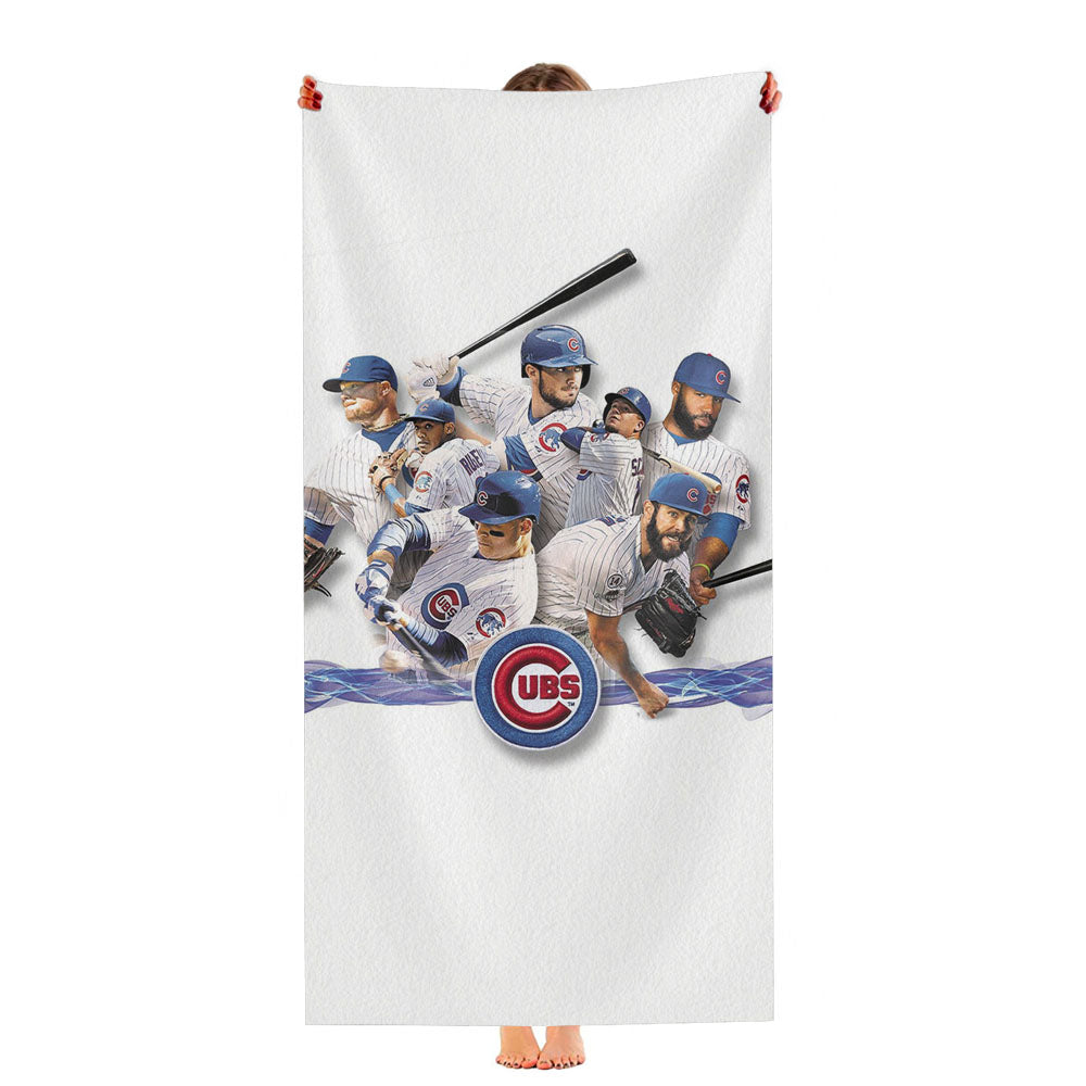 Chicago Cubs Letter C Stripe Ultra-Soft Luxury Bathroom Towels
