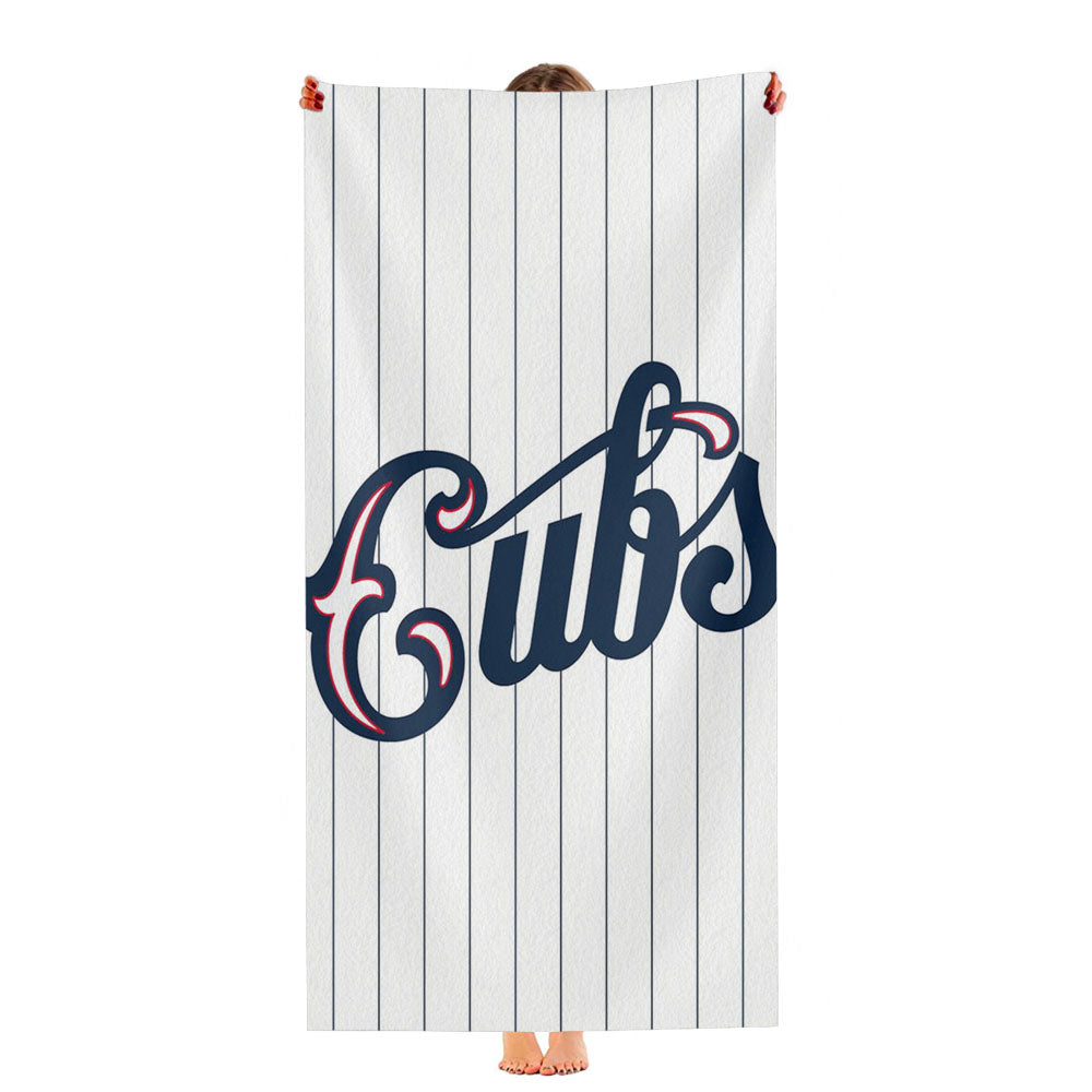 Chicago Cubs Stripe Baseball Ultra-Soft Luxury Bathroom Towels