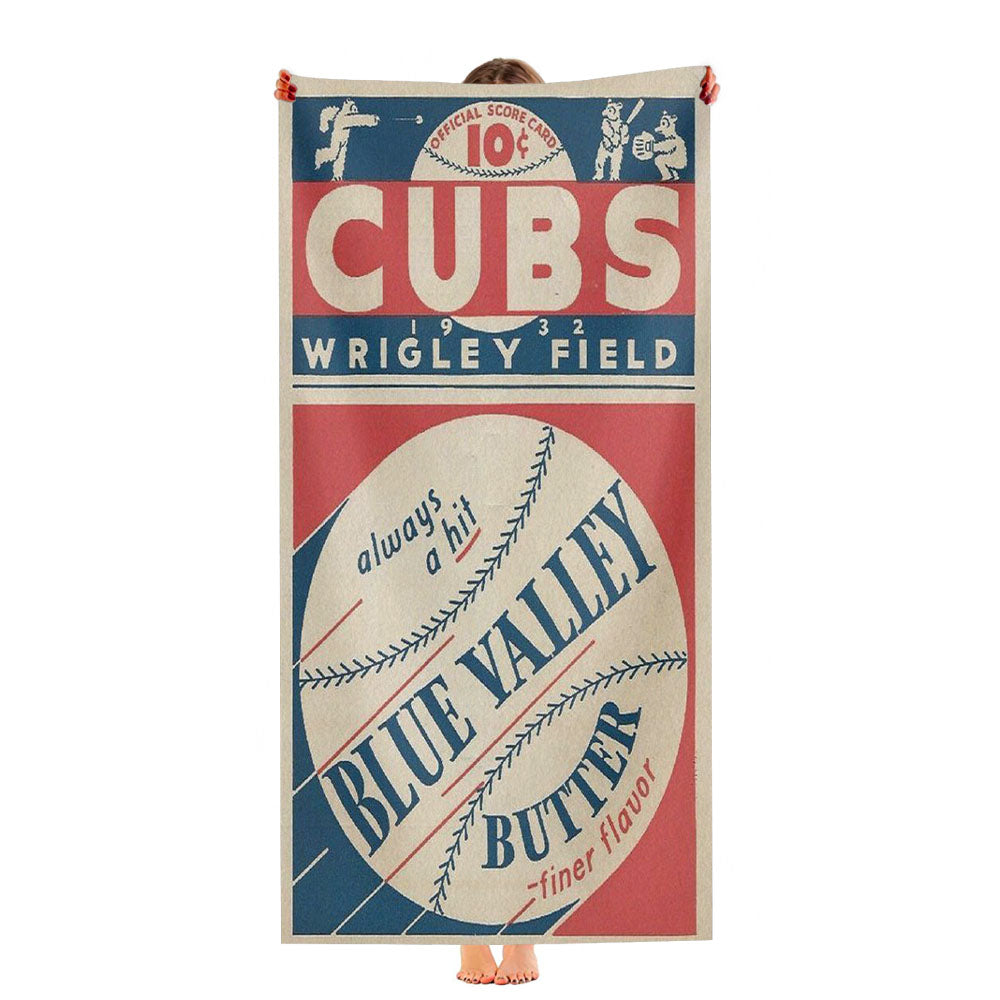 Chicago Cubs Vintage Card Ultra-Soft Luxury Bathroom Towels