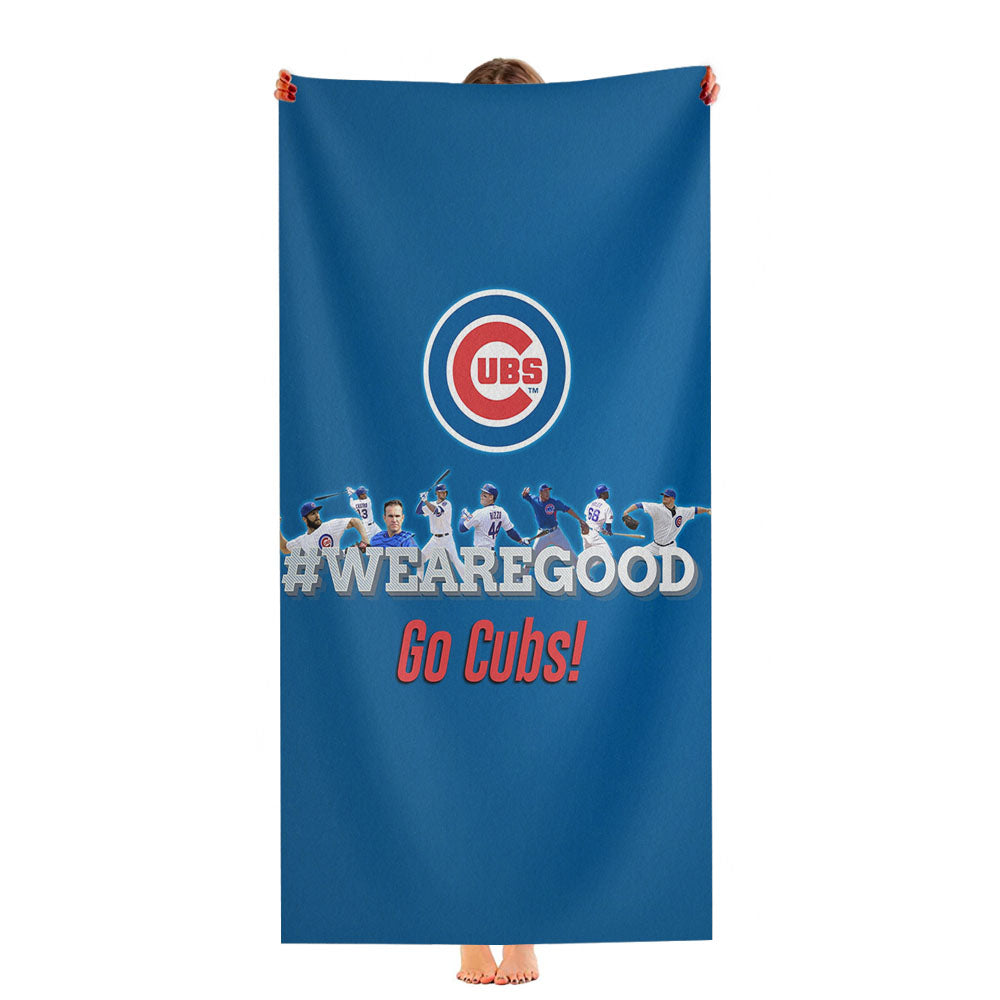 Chicago Cubs White Back Ultra-Soft Luxury Bathroom Towels