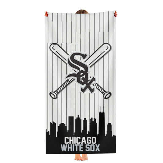 Chicago White Sox Black White Logo Ultra-Soft Luxury Bathroom Towels