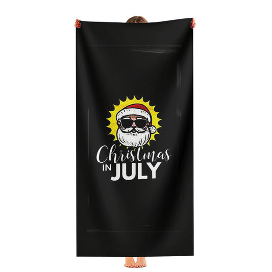 Christmas In July Santa With Sunglasses Ultra-Soft Luxury Bathroom Towels