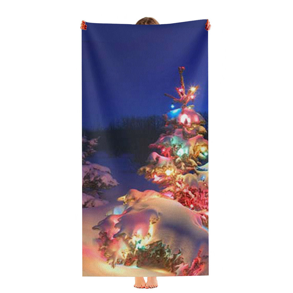 Christmas Tree Lit Up Ultra-Soft Luxury Bathroom Towels