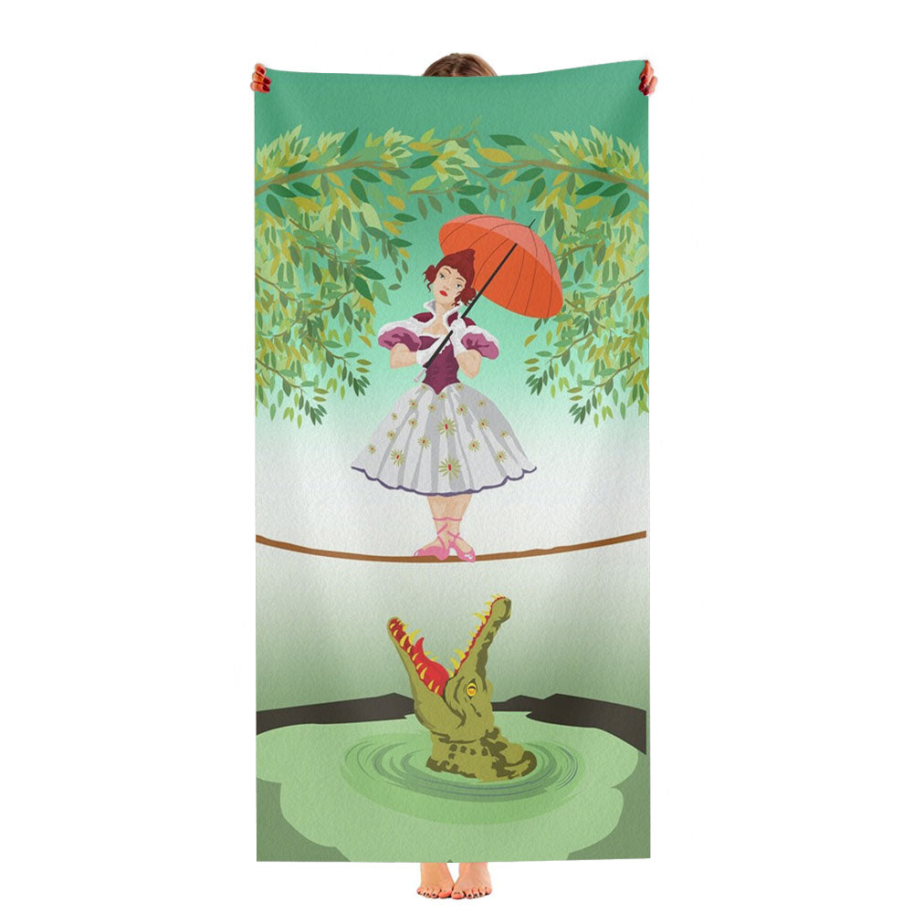 Cute Halloween The Crocodile Girl Deadly Tightrope Circus Ultra-Soft Luxury Bathroom Towels