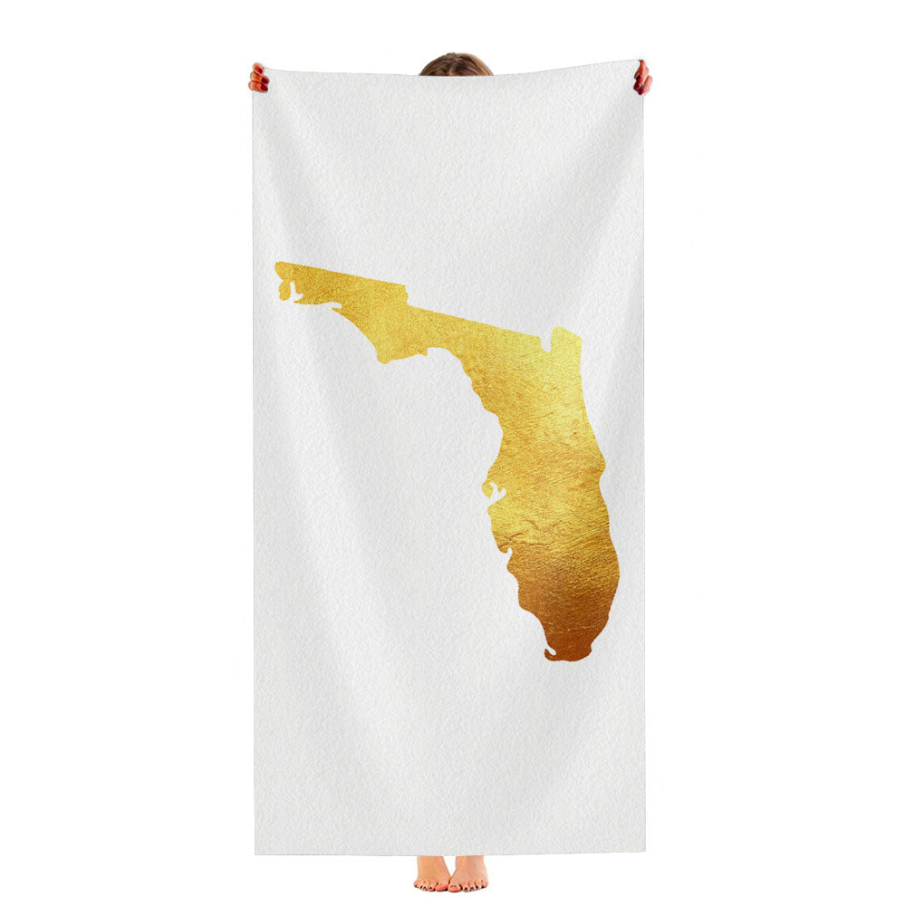 Florida Golden State Map Ultra-Soft Luxury Bathroom Towels