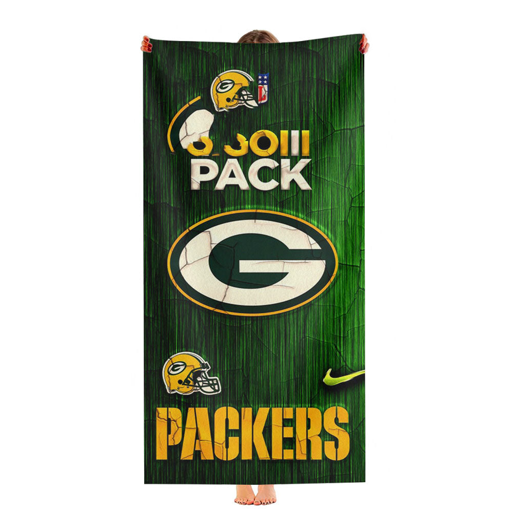 Green Bay Packers Nfl Logo Dark Wood Wallpaper Ultra-Soft Luxury Bathroom Towels